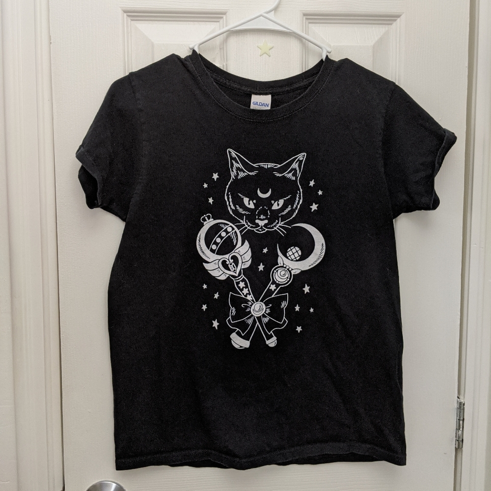 Sailor Moon Luna Cat Black Short Sleeve T-shirt